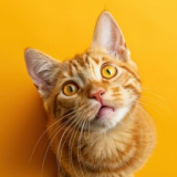 Gato amarelo olhando para a câmera